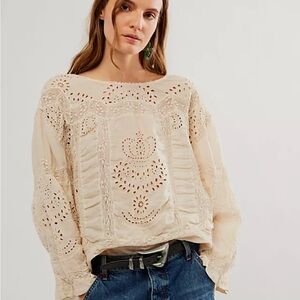 Magnolia Pearl Eyelet Rafaella Blouse in Moonlight Top 1417